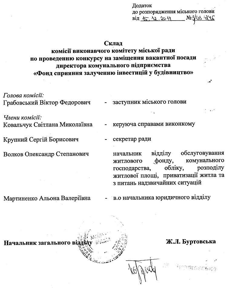 Розпорядження №3\03-246 від 15.12.2014 Про оголошення конкурсу 
