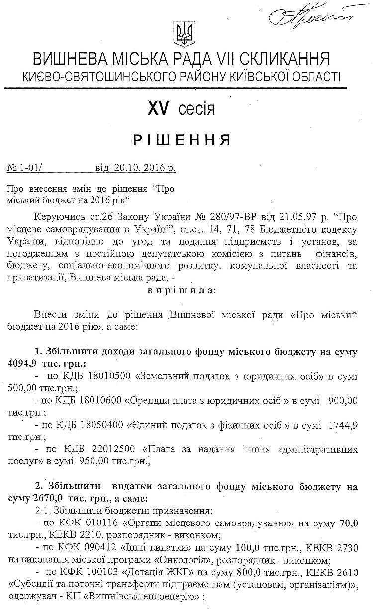  Проекти рішень XV сесіЇ VIІ скликання