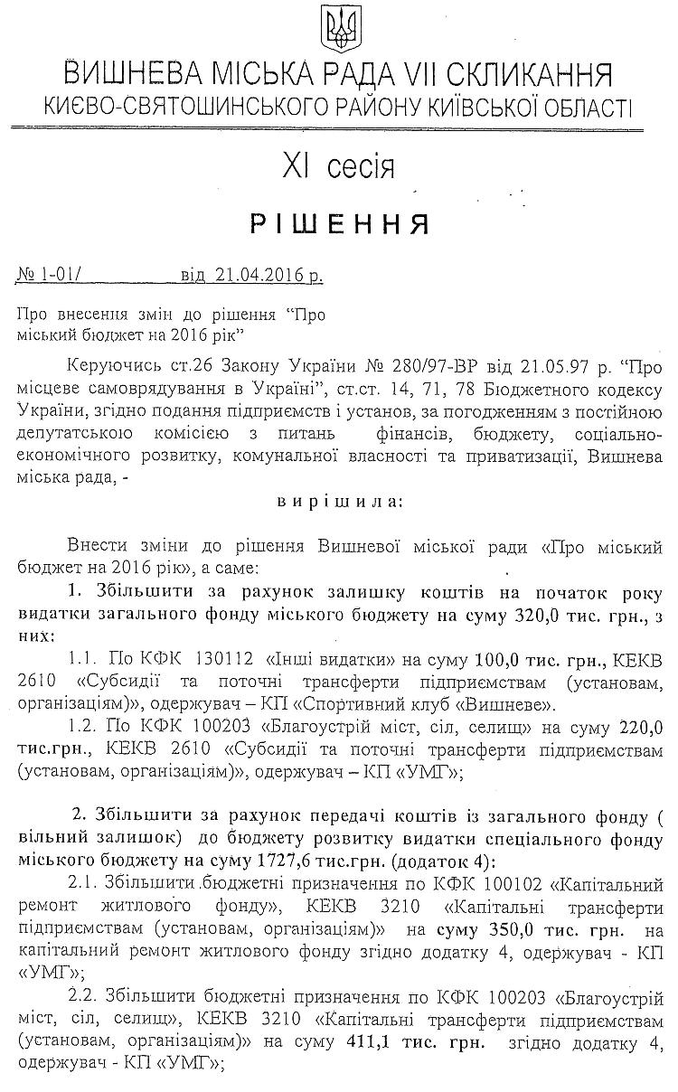 Проекти рішень XI сесіЇ VIІ скликання