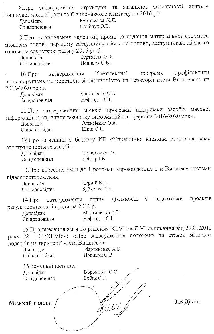 Розпорядження №1\08-327 від 30 листопада 2015 р. Про скликання чергової ІV сесії міської ради VIІ скликання