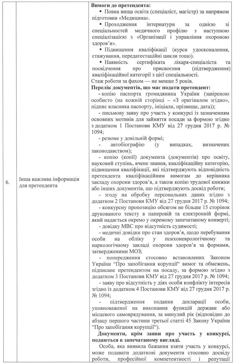 О Г О Л О Ш Е Н Н Я про конкурс на зайняття вакантної посади директора Комунального підприємства «Вишнівський міський центр первинної медико-санітарної допомоги» Вишневої міської ради Києво-Святошинського району Київської області