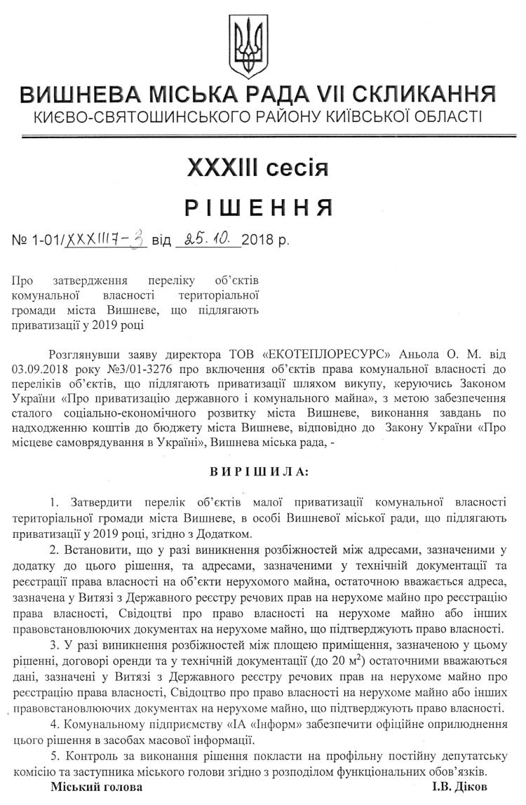 Проекти рішень XXXIII сесіЇ VIІ скликання