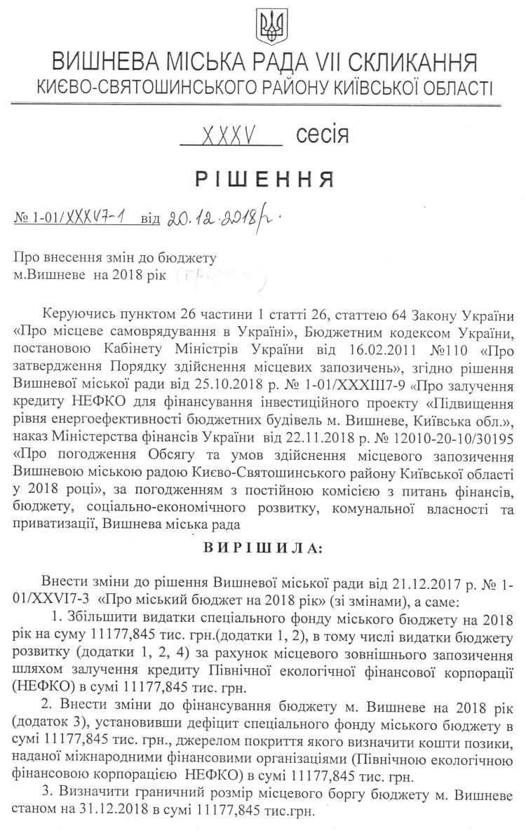Проекти рішень XXXV сесіЇ VIІ скликання