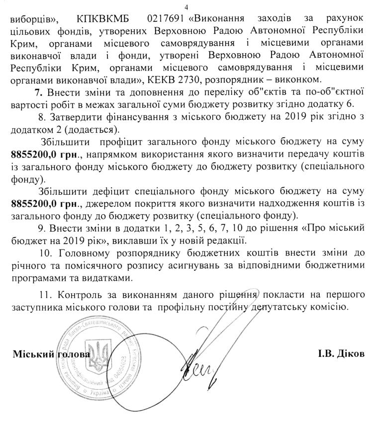 РІШЕННЯ ХХXIX СЕСІЇ VIІ СКЛИКАННЯ від 11.07.2019 року