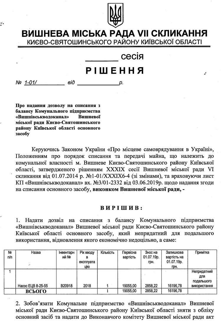 Проекти рішень XXXIX сесіЇ VIІ скликання