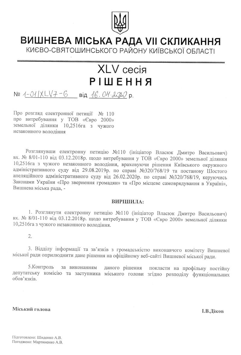 Проекти рішень XLV сесіЇ VIІ скликання