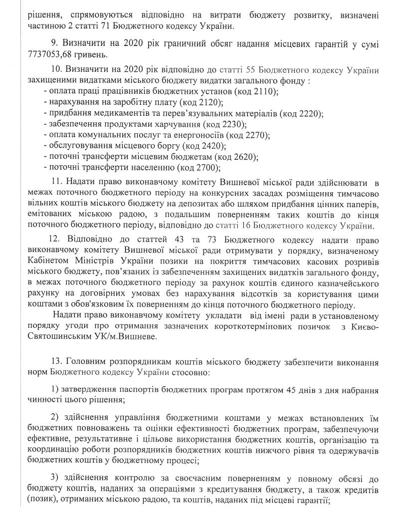 РІШЕННЯ ХLIII СЕСІЇ VIІ СКЛИКАННЯ від 24.12.2019 року