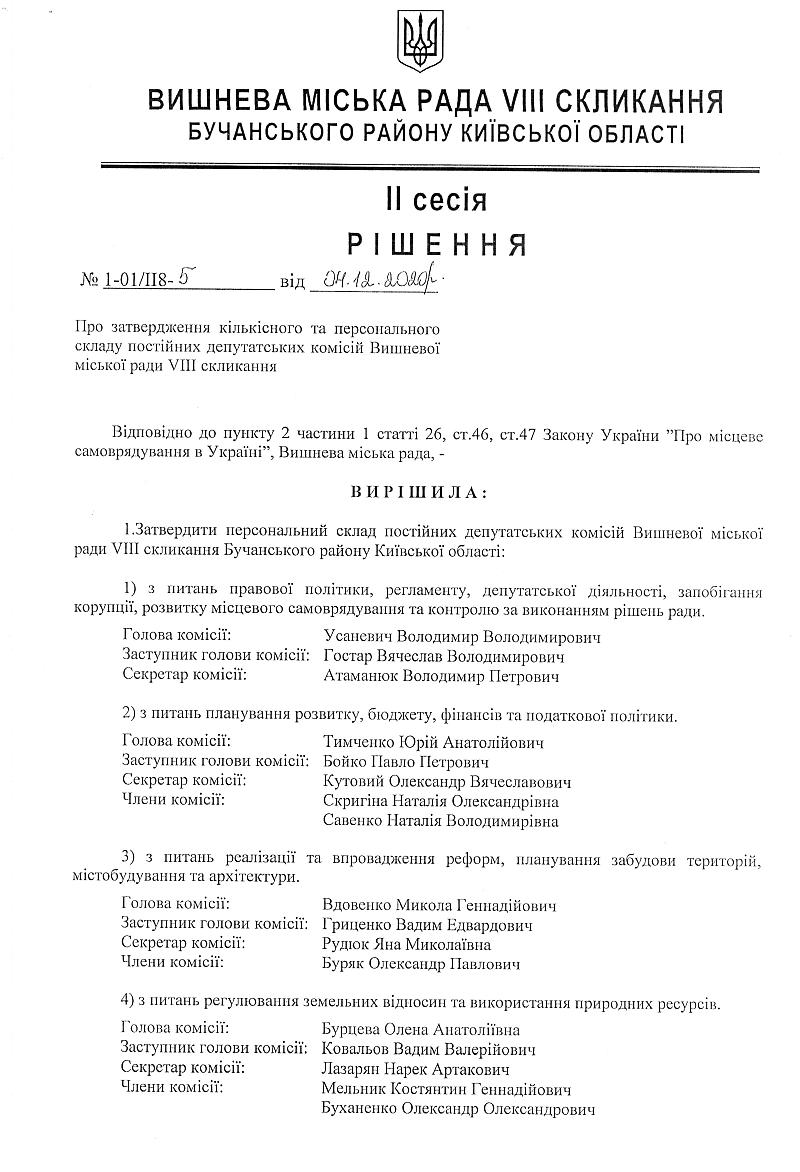 Проекти рішень II сесіЇ VIІI скликання