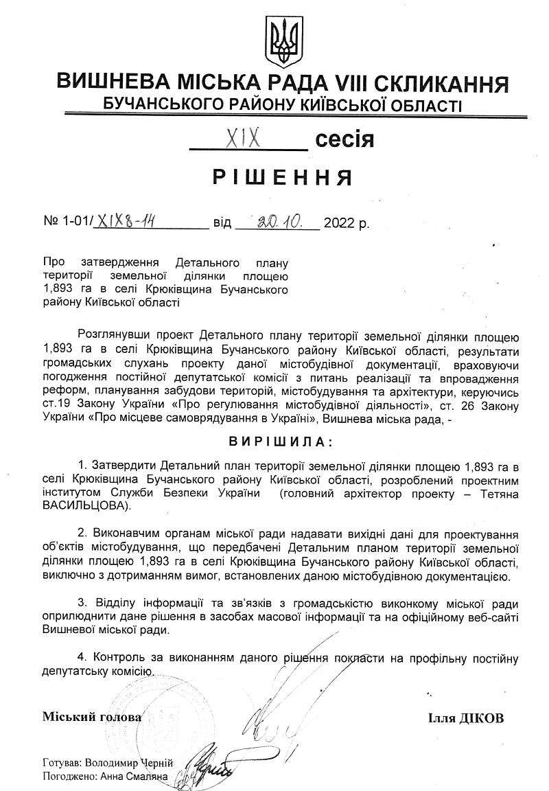 Детальний план території земельної ділянки площею 1.893 га в селі Крюківщина Бучанського району Київської області