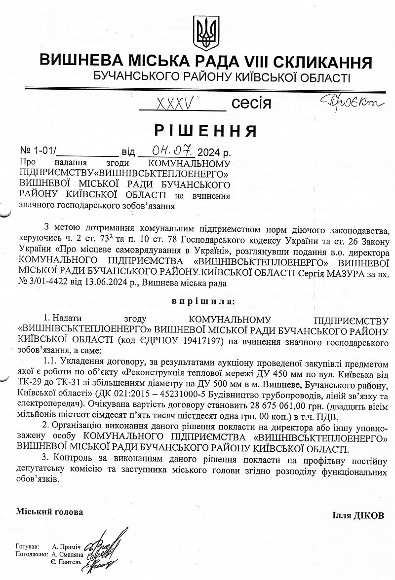 Проекти рішень ХXХV сесіЇ VIІI скликання