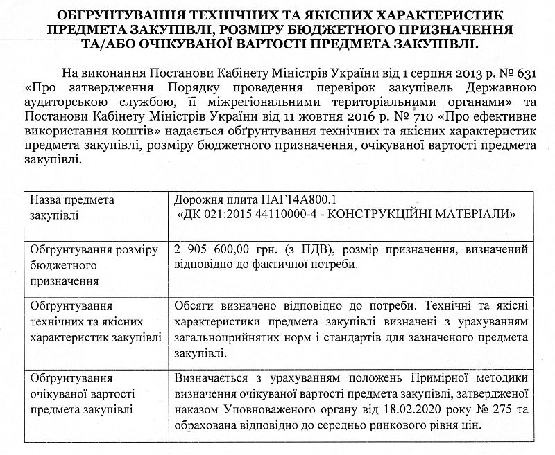 		ОБГРУНТУВАННЯ ТЕХНІЧНИХ ТА ЯКІСНИХ ХАРАКТЕРИСТИК ПРЕДМЕТА ЗАКУПІВЛІ, РОЗМІРУ БЮДЖЕТНОГО ПРИЗНАЧЕННЯ ТА/АБО ОЧІКУВАНОЇ ВАРТОСТІ ПРЕДМЕТА ЗАКУПІВЛІ УКГ