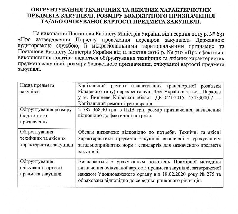 ОБГРУНТУВАННЯ ТЕХНІЧНИХ ТА ЯКІСНИХ ХАРАКТЕРИСТИК ПРЕДМЕТА ЗАКУПІВЛІ, РОЗМІРУ БЮДЖЕТНОГО ПРИЗНАЧЕННЯ ТА/АБО ОЧІКУВАНОЇ ВАРТОСТІ ПРЕДМЕТА ЗАКУПІВЛІ УКГ